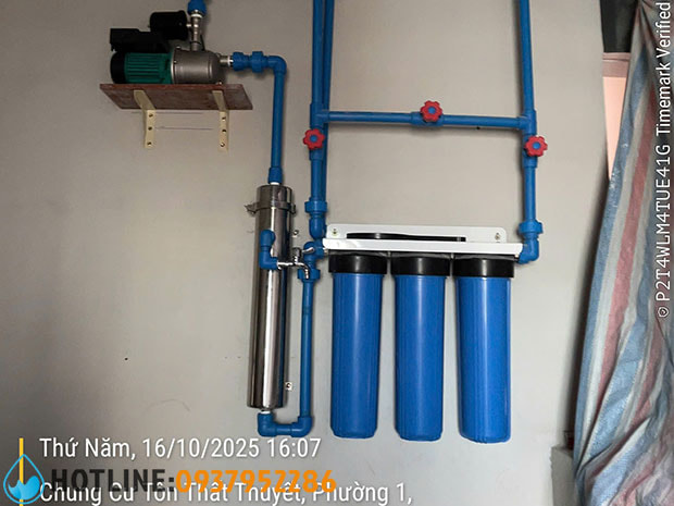 Bộ Lọc Nước Đầu Nguồn Chung Cư 3 Cấp 20 inch + UF 3000L