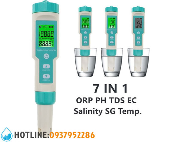 Bút Thử Nước 7 in 1 SALT/ pH/ TDS/ EC/ ORP/ SG/ TEMP COM600