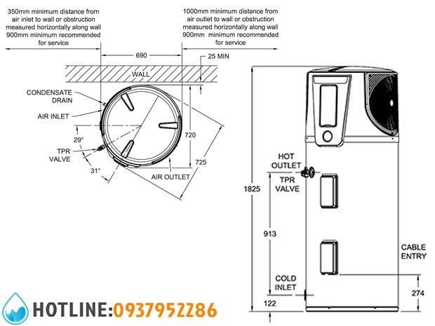 Máy Bơm Nhiệt Gia Đình Solahart Atmos-Frost 270 Nhập Khẩu Úc