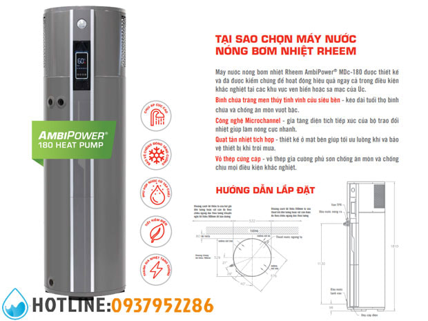 Máy Bơm Nhiệt Rheem AmbiPower MDc-180