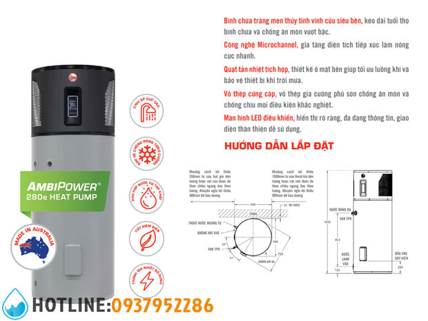 Thumbnail 2: Máy Bơm Nhiệt Rheem AmbiPower 280E