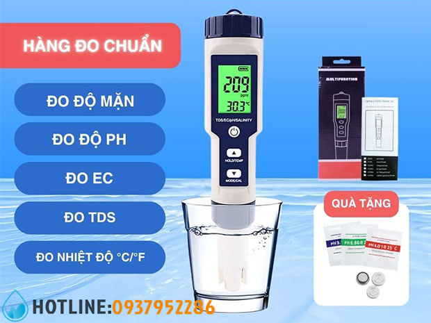 Thumbnail 2: Bút Đo Độ Mặn pH/ TDS/ SALT/ EC/ TEMP 5 in 1 EZ-9909SP